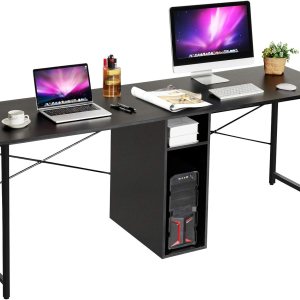Tangkula Escritorio para computadora para 2 personas, escritorio de estación de trabajo doble de 79 pulgadas con cubos de almacenamiento y Tangkula Escritorio para computadora para 2 personas, escritorio de estación de trabajo doble de 79 pulgadas con cubos de almacenamiento y