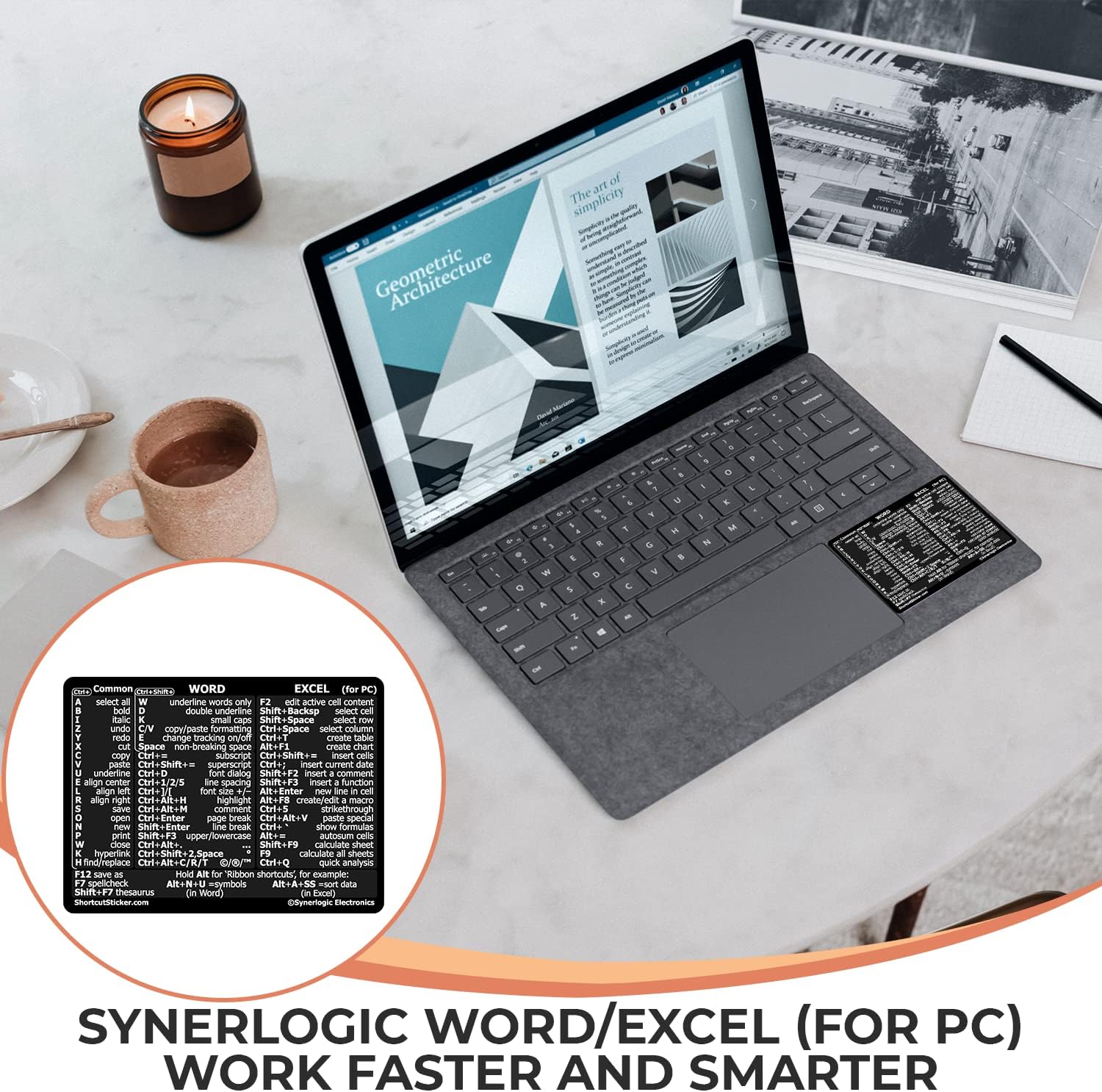 Synerlogic WordExcel – Adhesivo de acceso directo para Windows, guía de referencia, adhesivo de acceso directo de teclado  Esenciales para trabajar