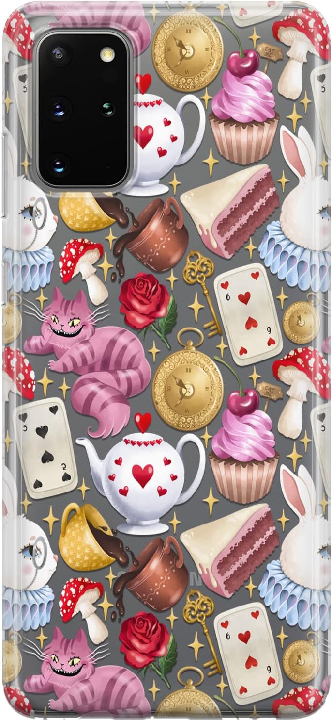 Cavka Funda de teléfono compatible con Samsung Galaxy A73 A72 5G A71 A70 A52 A42 A32 A20s A11 A02 lindo diseño delgado Alicia en el país de las