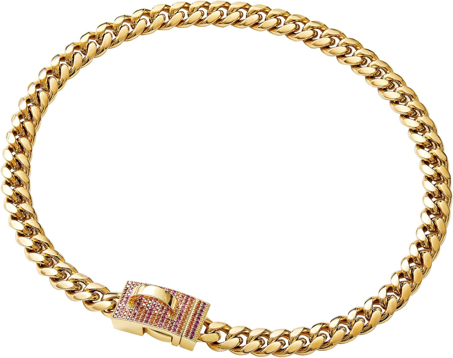 Collar con colgante personalizado de acero inoxidable dorado con eslabones cubanos para perros pequeños y medianos, collar de perro Bulldog francés