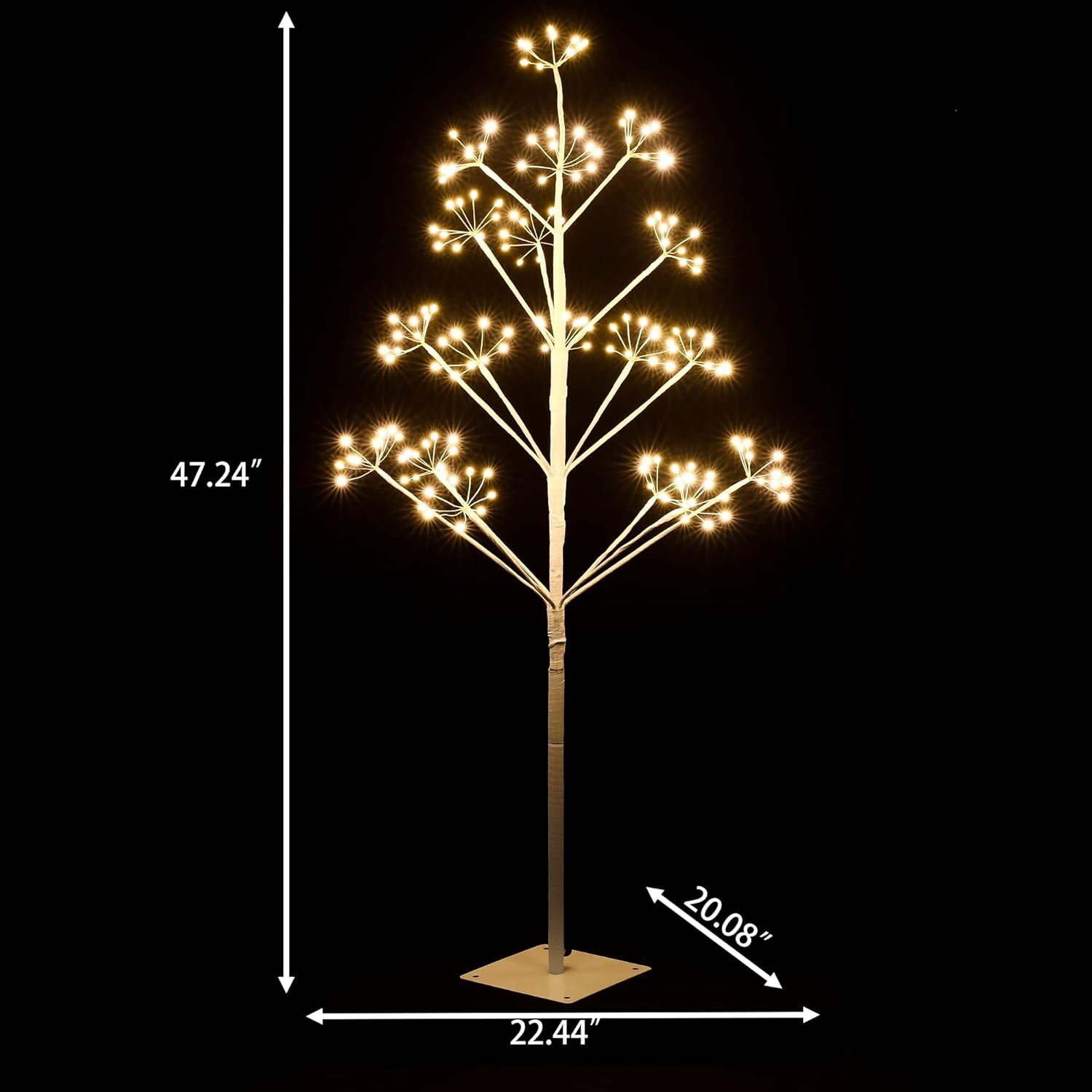 LuxenHome – Decoración de Navidad, árbol de abedul iluminado de 4 pies, árbol de abedul artificial como petardo, árbol de abedul preiluminado,