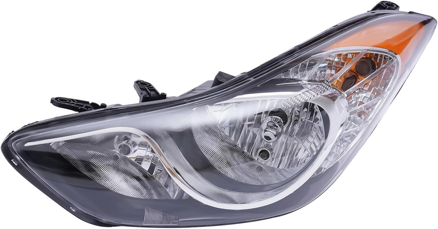 Compatible con Hyundai Elantra Sedan 2011-2013 Conjunto de repuesto de faros delanteros, lámpara de repuesto de proyector halógeno, luz del vehículo