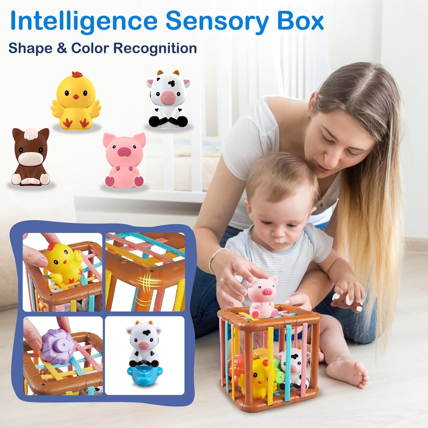 Wuzhineisn Juguetes de aprendizaje para niños pequeños de 1, 2 y 3 años, animales de granja, juguetes Montessori para niños de 6 a 18 meses, para