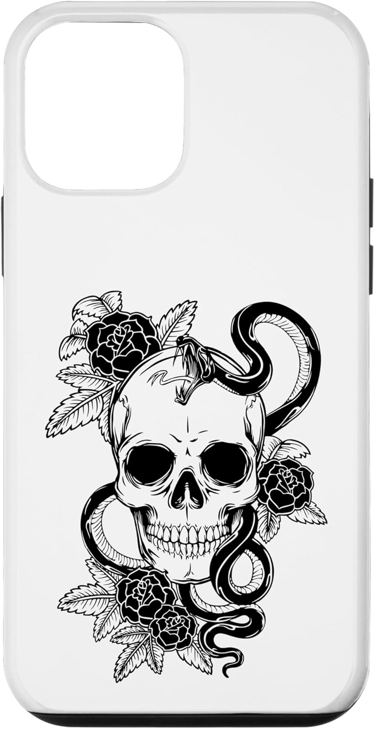 Funda para iPhone 12 mini flor gótica calavera serpiente rosas