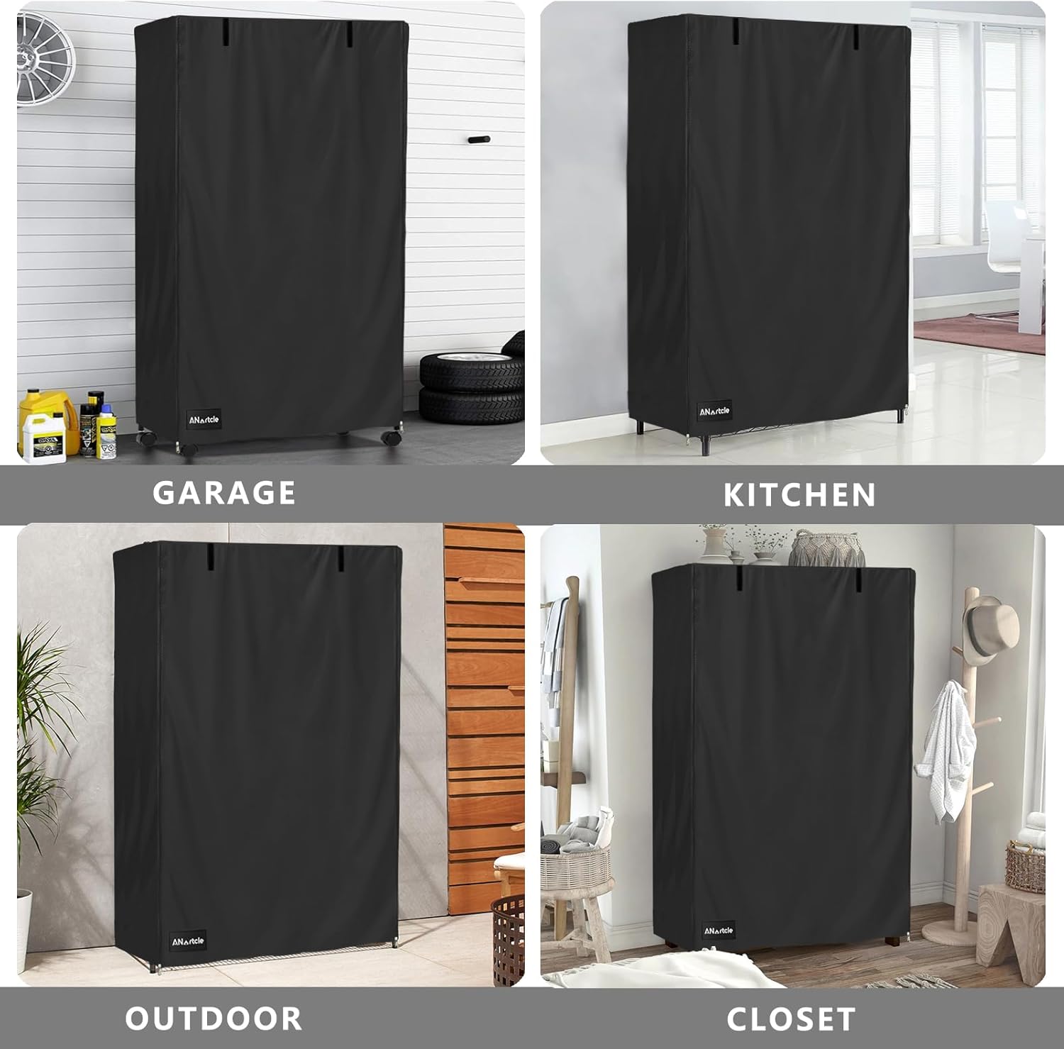 ANartcle Cubiertas de estante para estantes de alambre, 600D impermeable y a prueba de polvo, se adapta a 5 niveles ajustable resistente unidad de