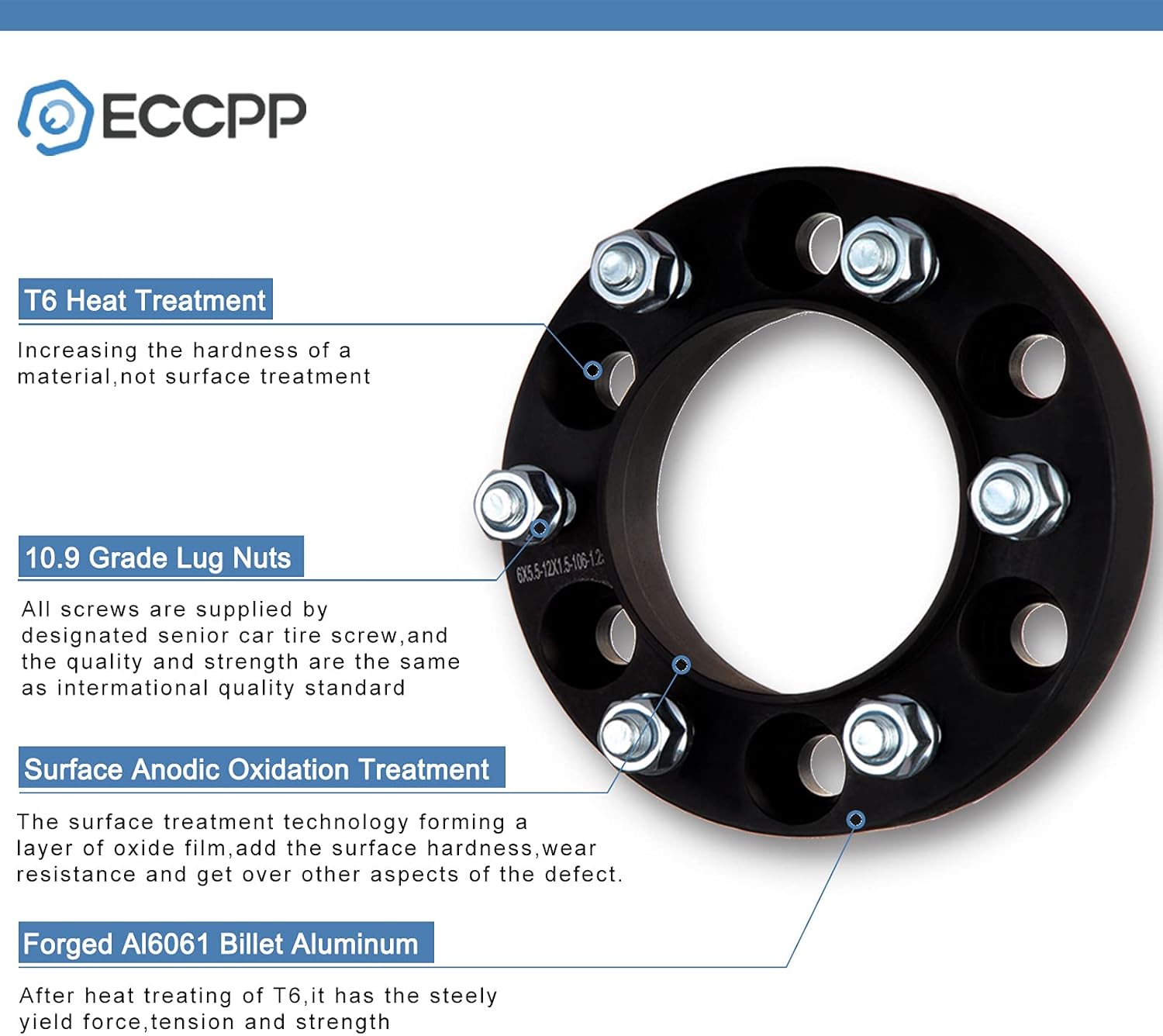ECCPP 4 espaciadores de rueda centrados de 5 lengüetas de 1 pulgada 5×114.3 a 0.197×4.500 in 5×4.5 a 5×4.5 2.524 in compatibles con para RL para CL