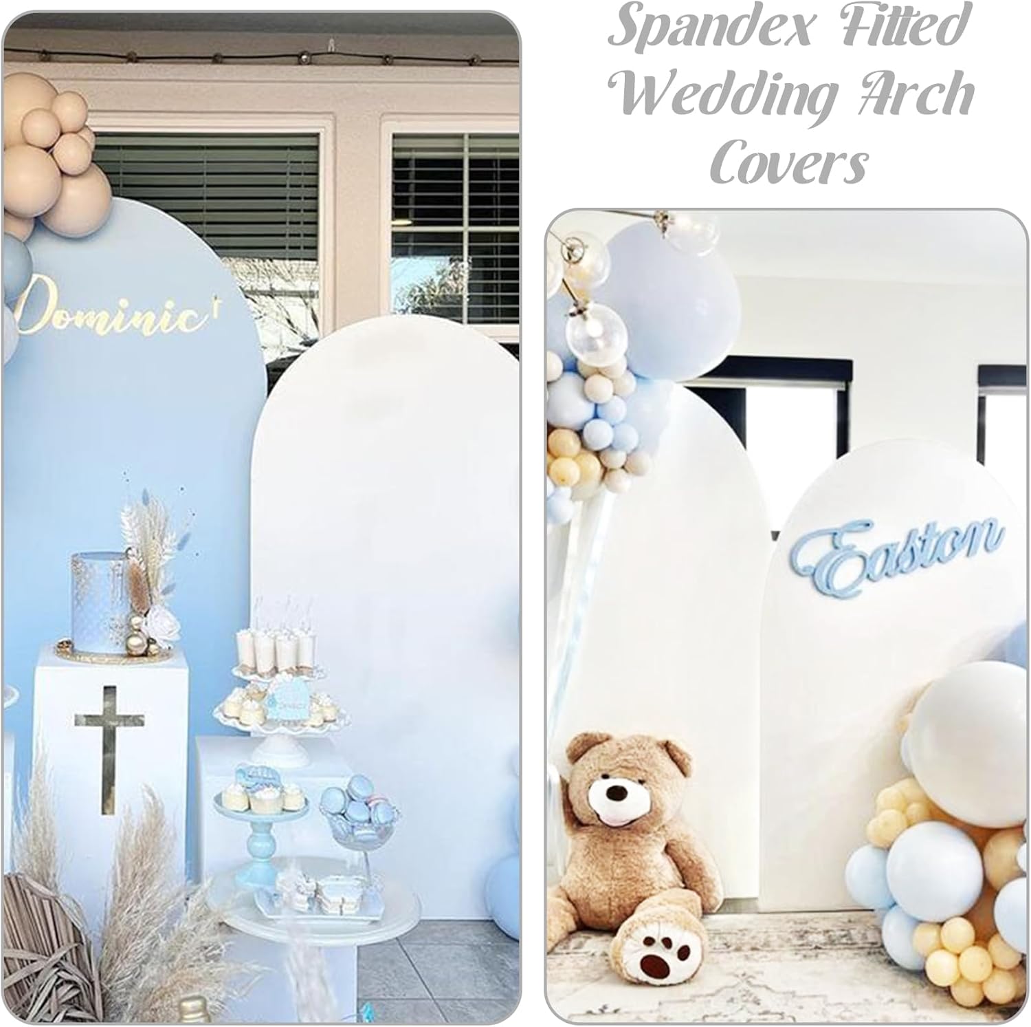 Juego de 3 fundas de elastano ajustadas para arco de boda, cubierta de fondo de arco blanco, fundas de fondo para telón de fondo de Chiara con parte
