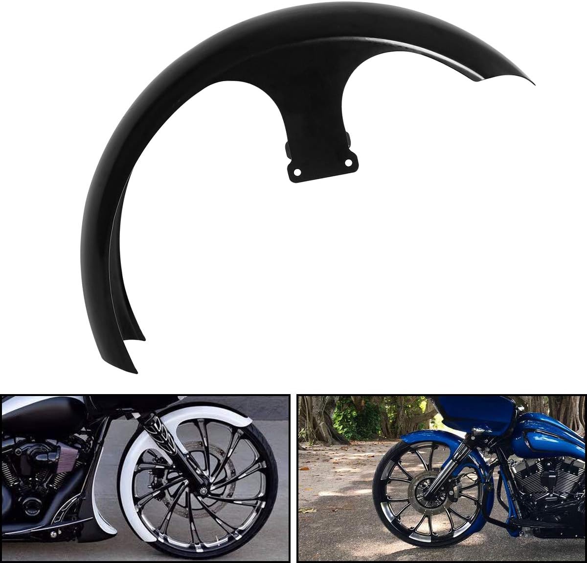 XMT-MOTO Guardabarros delantero de 26 pulgadas para Harley Davidson Custom Bagger Touring FLHT FLHX FLHR FLTR, negro sin pintar
