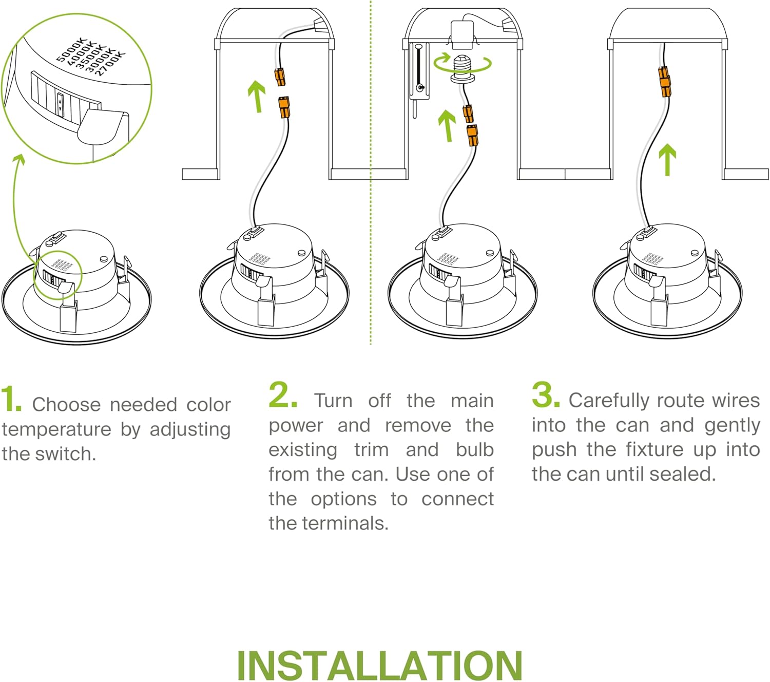 ASD Retrofit – Iluminación LED empotrable de 4 pulgadas, 9 W, 700 lúmenes, regulables, para techo, regulables, de 2700 K-5000 K, ajustable, CRI90,
