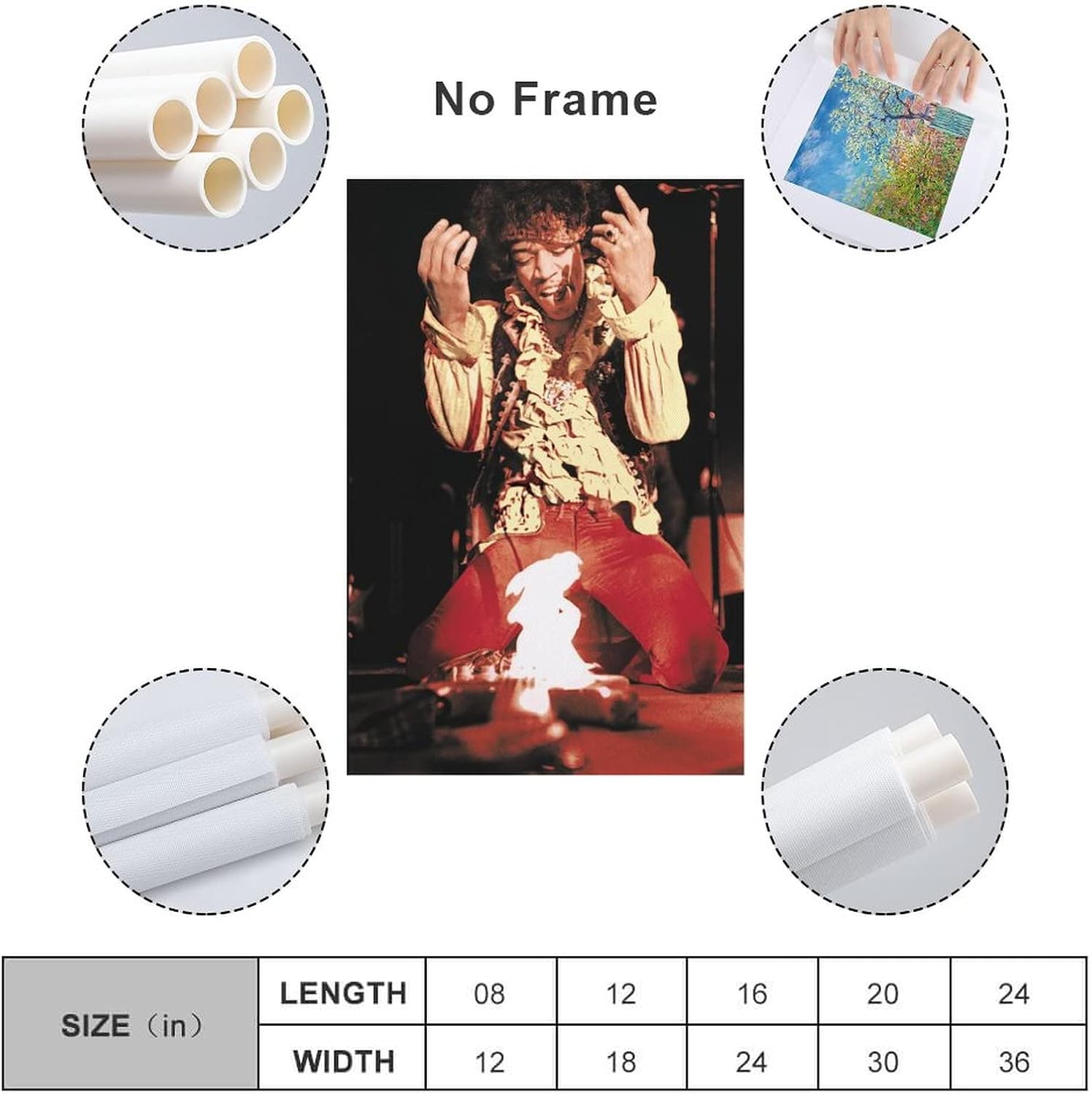 Jimis – Póster fotográfico de guitarra ardiente Hendrix para decoración de pared, decoración de habitación, decoración de dormitorio, regalos