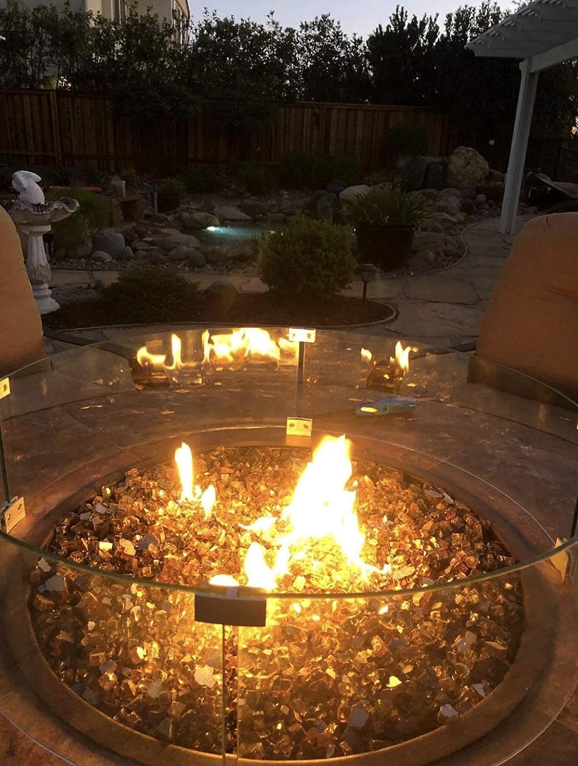 AMS Chimenea de 42 pulgadas, protector de viento de vidrio redondo comercial  Panel protector de llama de vidrio templado transparente. Resistente