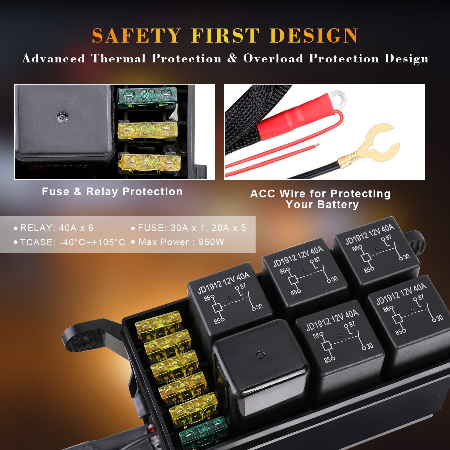 Niking Auto – Panel de interruptor de 6 bandas, sistema de relé universal de caja de control de circuito de encendidoapagado, módulos de interruptor