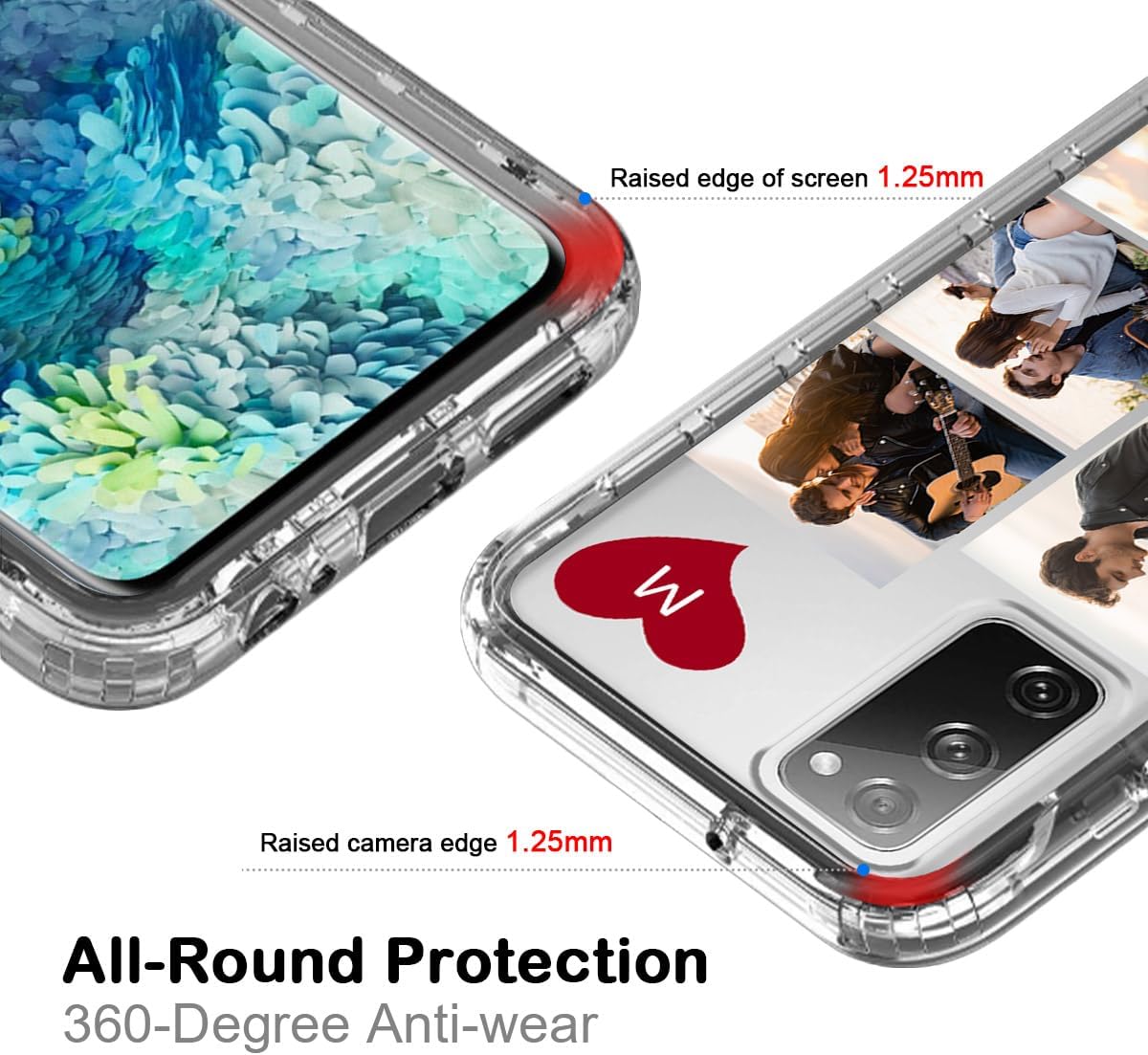 Funda personalizada para Samsung Galaxy S20 FE 5G con protector de pantalla de vidrio templado Imagen personalizada de collage de fotos 360,