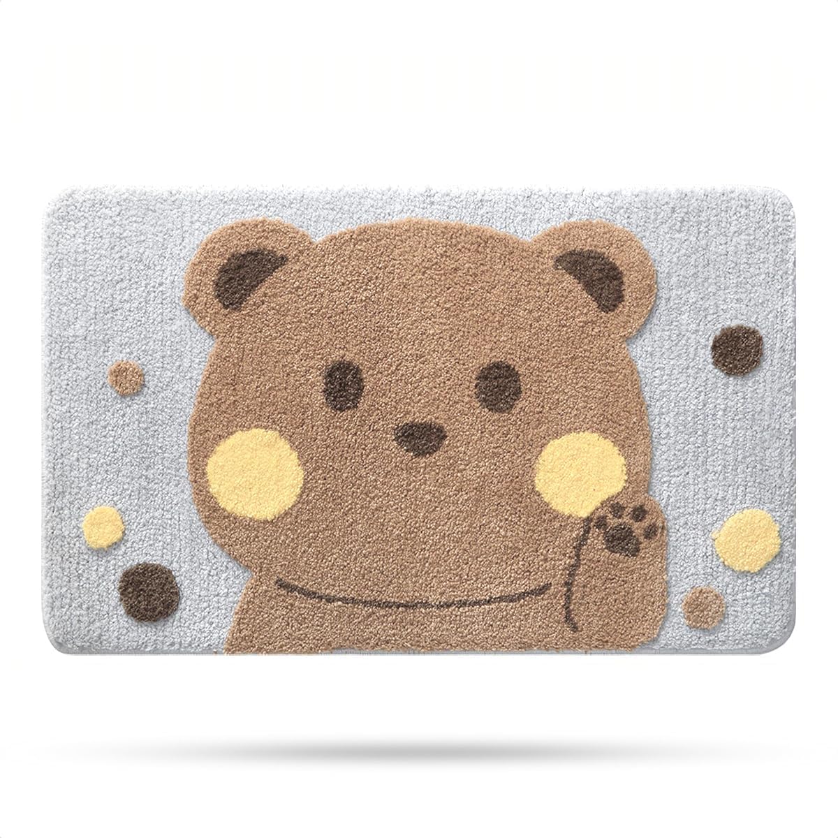 Molesun Lindo tapete de baño de oso, tapete de ducha suave de microfibra de felpa, divertido tapete de baño grueso y esponjoso, absorbente de agua,