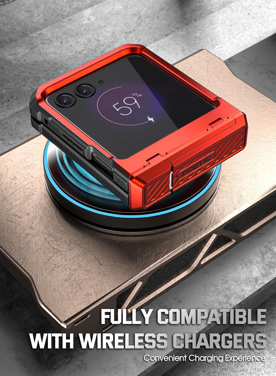 Poetic Spartan – Funda para Motorola Moto Razr + Plus 2023, con función atril, protección de bisagra, prueba de caídas de grado militar de 20 pies,