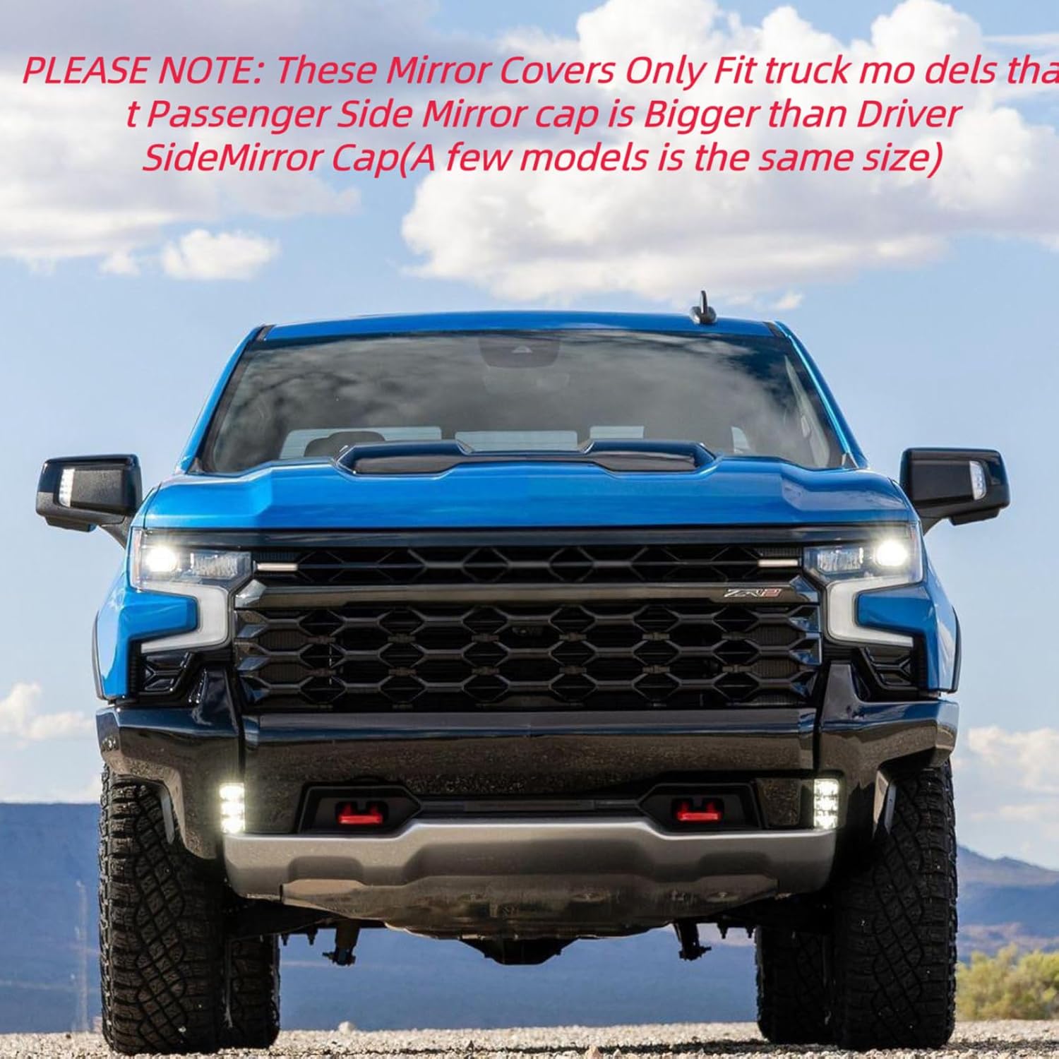 Tapa de espejo negra compatible con accesorios Chevy Silverado 1500 y GMC Sierra 1500 2019, 2020, 2021, 2022 y 2023 (negro)