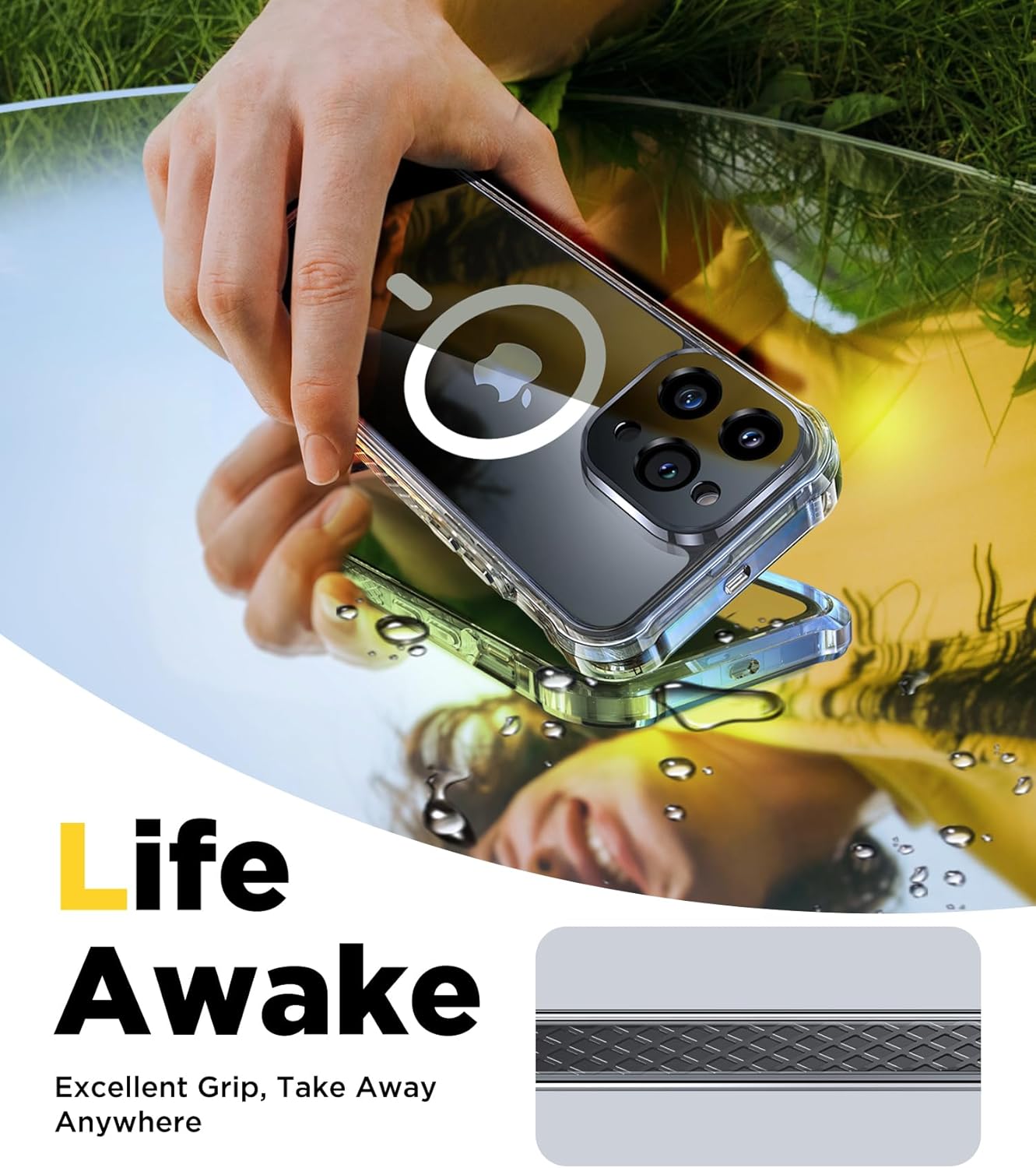 Humixx Funda magnética impermeable para iPhone 15 Pro Max transparente IP68 a prueba de vida subacuática compatible con Magsafe de cuerpo completo a
