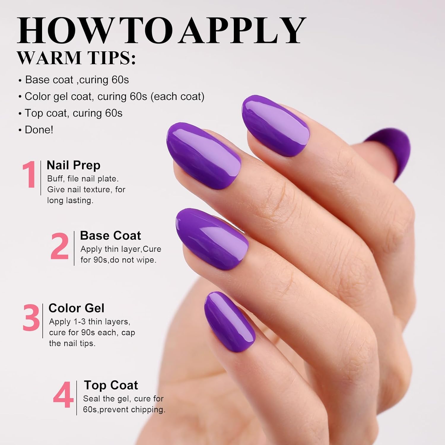 Imtiti Esmalte de uñas en gel, esmalte de uñas de gel morado lavanda UV LED, esmalte de uñas de gel para salón de manicura y arte de uñas en casa,