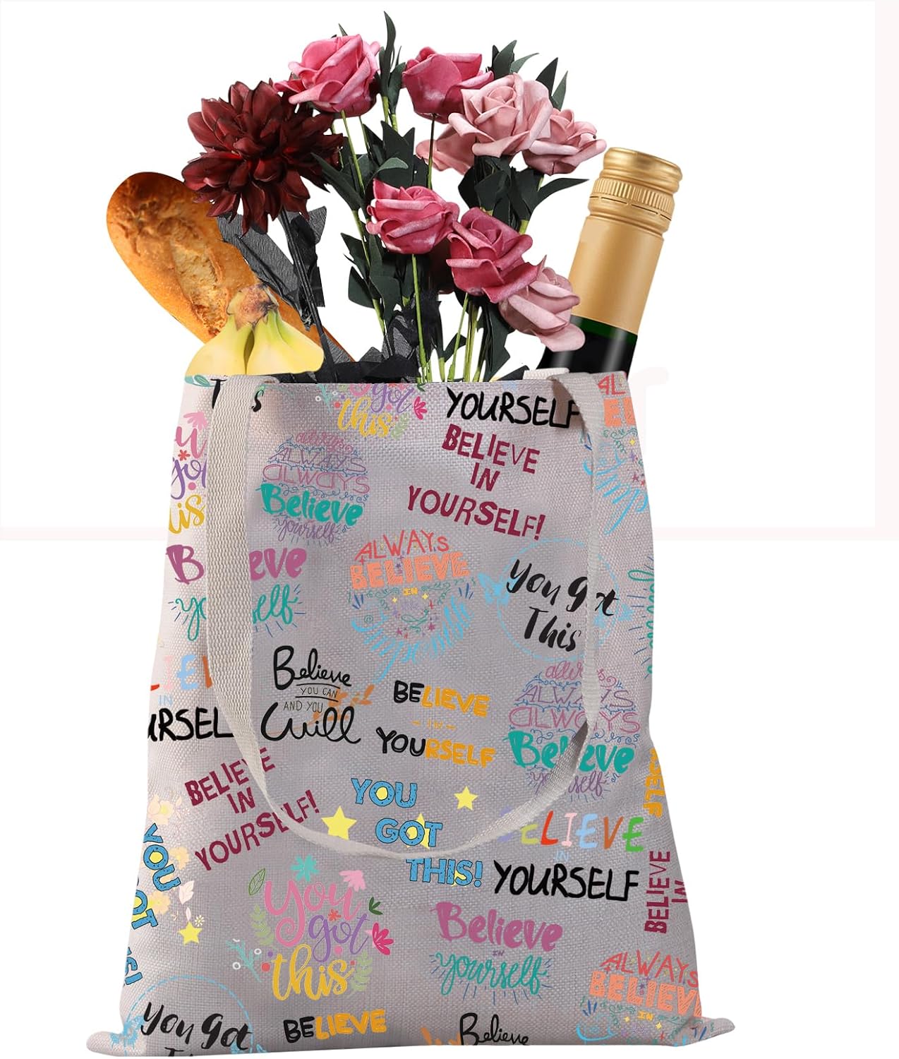 You Got This – Bolsa de lona reutilizable con texto en inglés “You Got This Inspiration” para mujeres y niñas Believe in Yourself