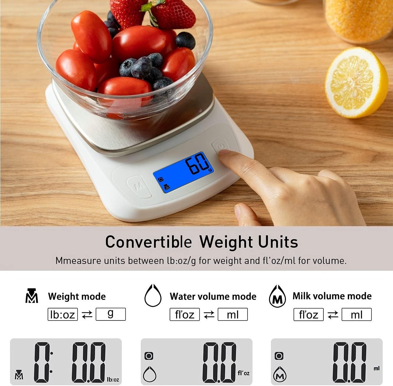 NUTRI FIT Báscula digital de cocina para alimentos, gramos y onzas, báscula ultradelgada, portátil, para hornear, cocinar, acampar, tara inoxidable,