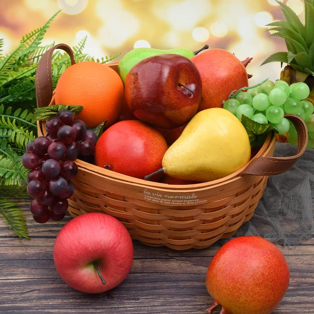 Paquete de frutas artificiales, frutas falsas para decoración del hogar, juego de frutas de imitación para decoración de mesa de cocina del hogar,