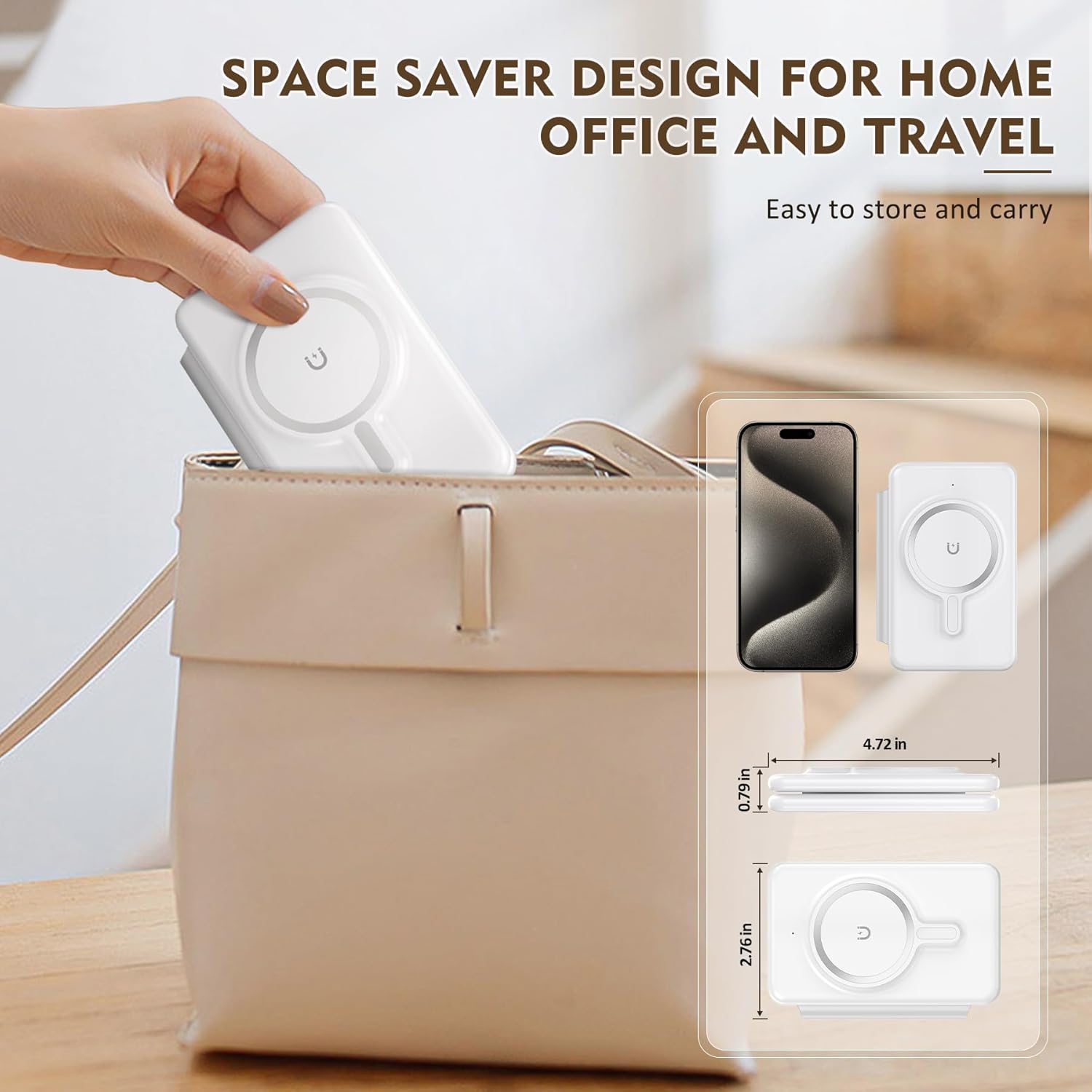 Cargador inalámbrico magnético para iPhone estación de carga de viaje 3 en 1 para dispositivos Apple para iPhone 15 14 13 12 Pro Max Plus –