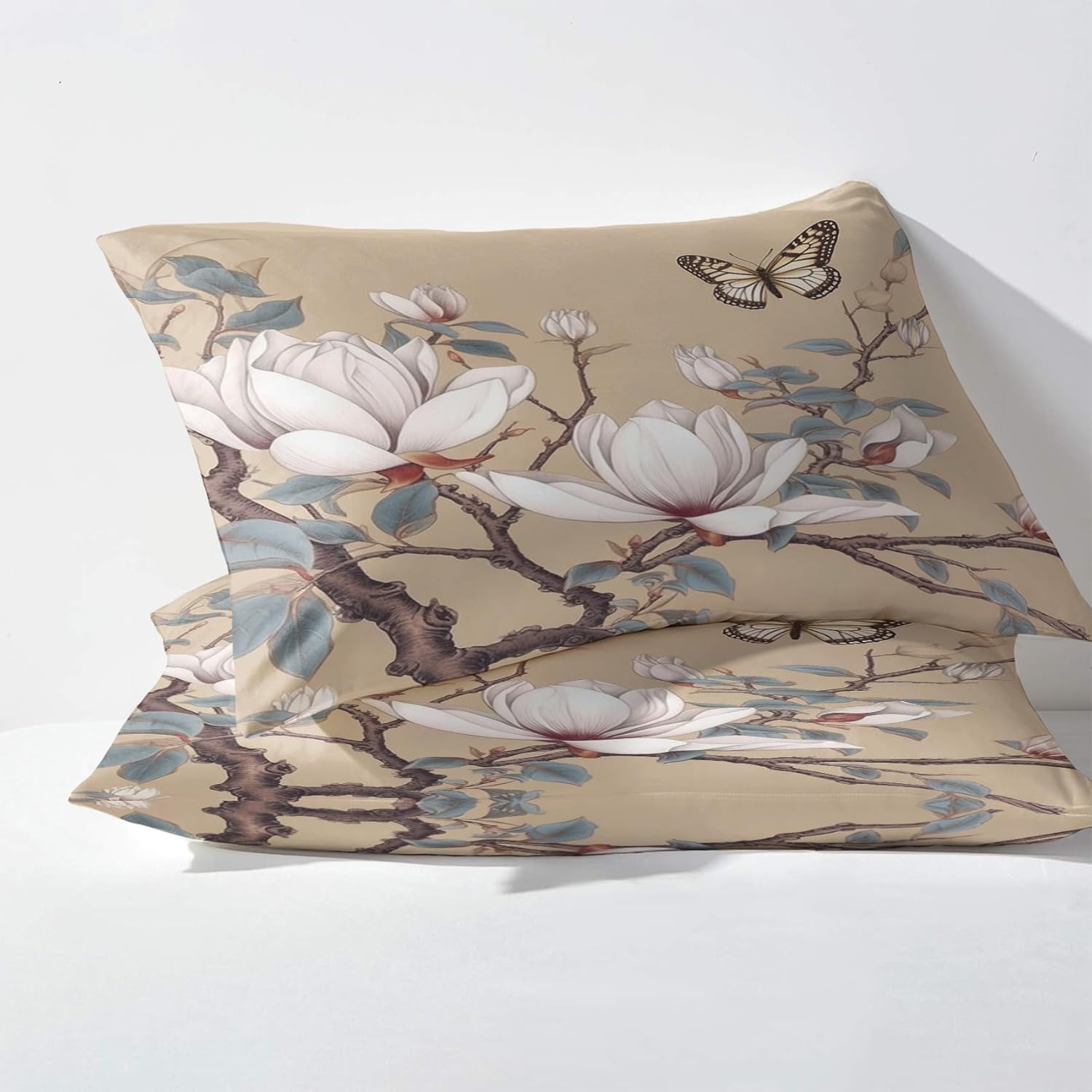 J3-&-85 – Juego de sábanas de flores, sábanas y fundas de almohada estampadas de 4 piezas, sábana bajera ajustable de microfibra suave con bolsillo
