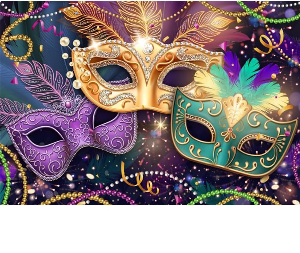 CRTPOD Telón de fondo de Mardi Gras de 10 x 8 pies para fotografía, color morado, dorado, verde, carnaval, mascarada, para fiesta, máscara,