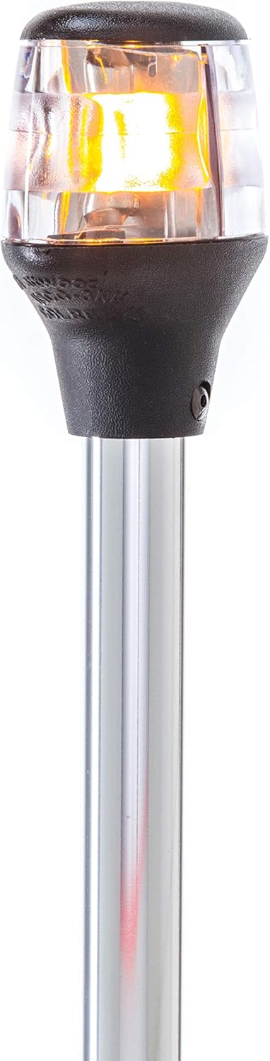 Attwood 7202-P-7 Lightarmor – Luz de anclaje incandescente plegable de 20 pulgadas, 3 millas náuticas, color plateado, talla única