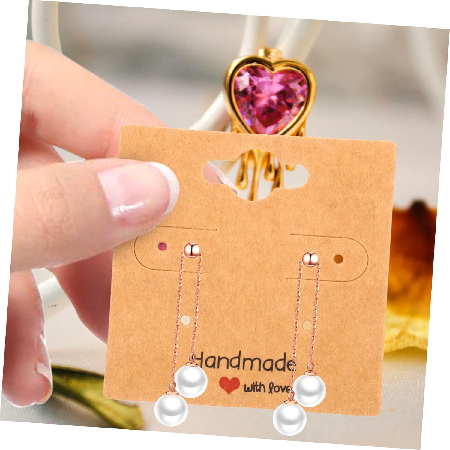 USHOBE 100 hojas de tarjetas de pendientes de exhibición al por menor, tarjetas de envoltura de pendientes, tarjetas de soporte para collares,