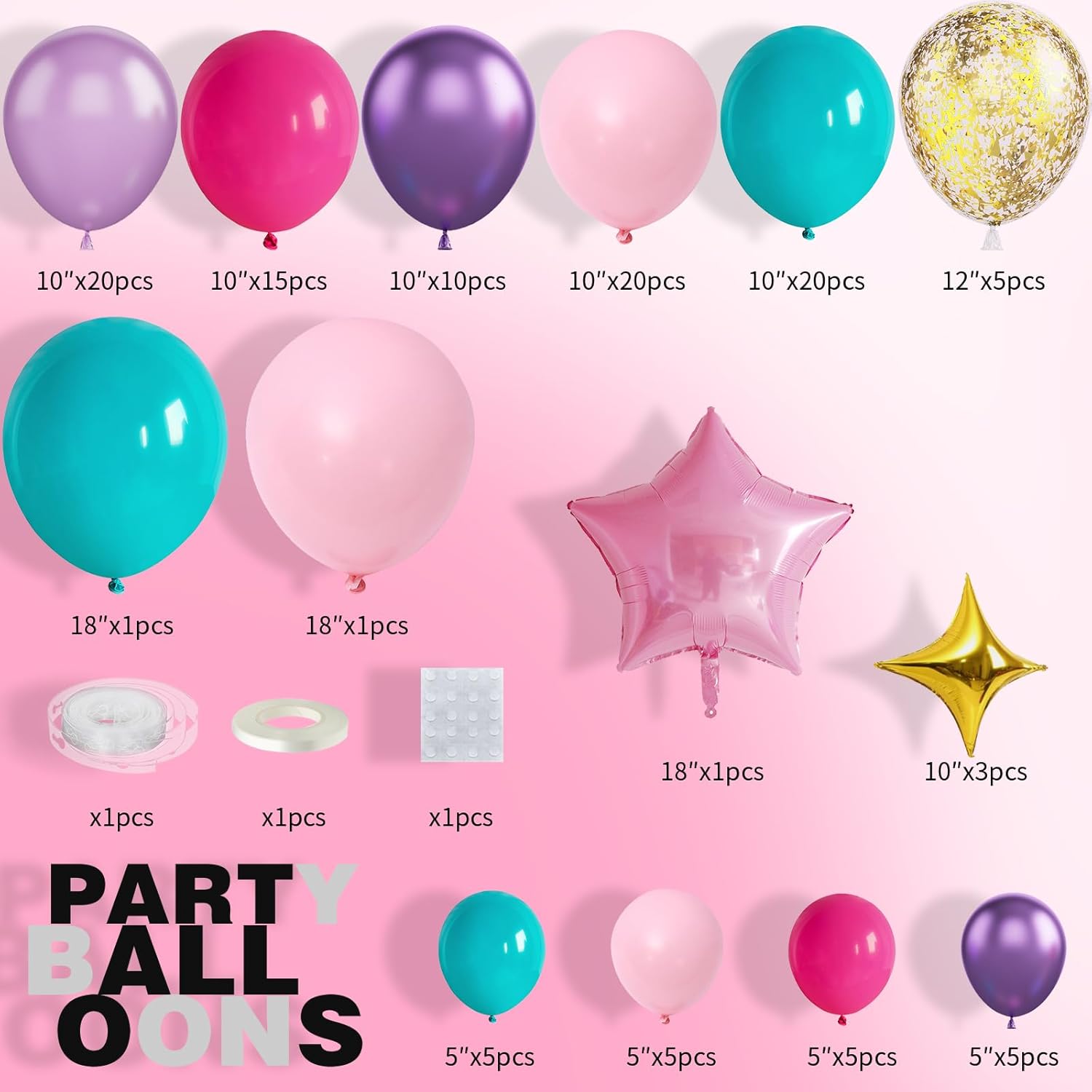 Kit de arco de globos rosa morado, kit de arco de globos azul, rosa y morado, arco de globos rosa intenso, guirnalda de globos rosa intenso con