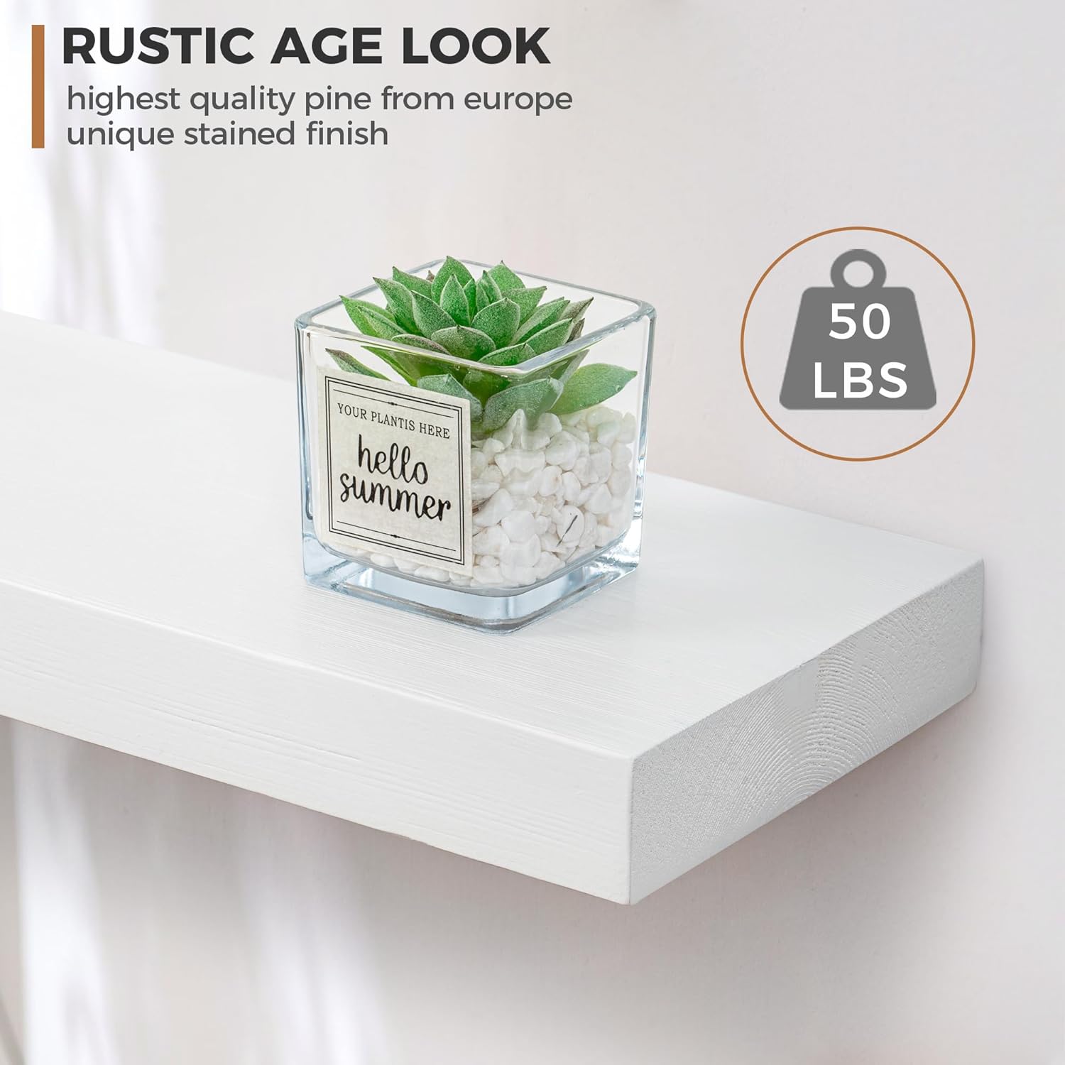 Fun Memories Estantes flotantes hechos a mano de pino europeo, juego de 2 estantes de pared de madera rústica natural, estante de almacenamiento