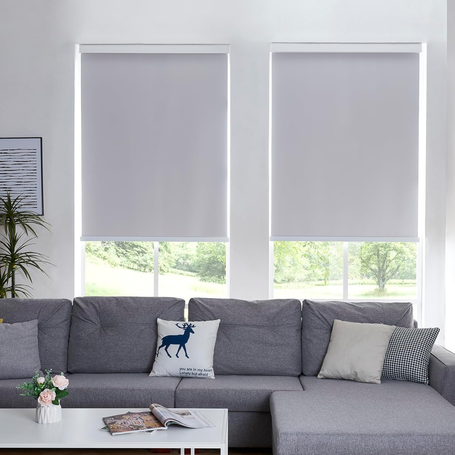 TCBlind Persianas enrollables sin cordones para ventanas, persianas enrollables 100 % opacas con aislamiento térmico, tela de protección UV, fácil