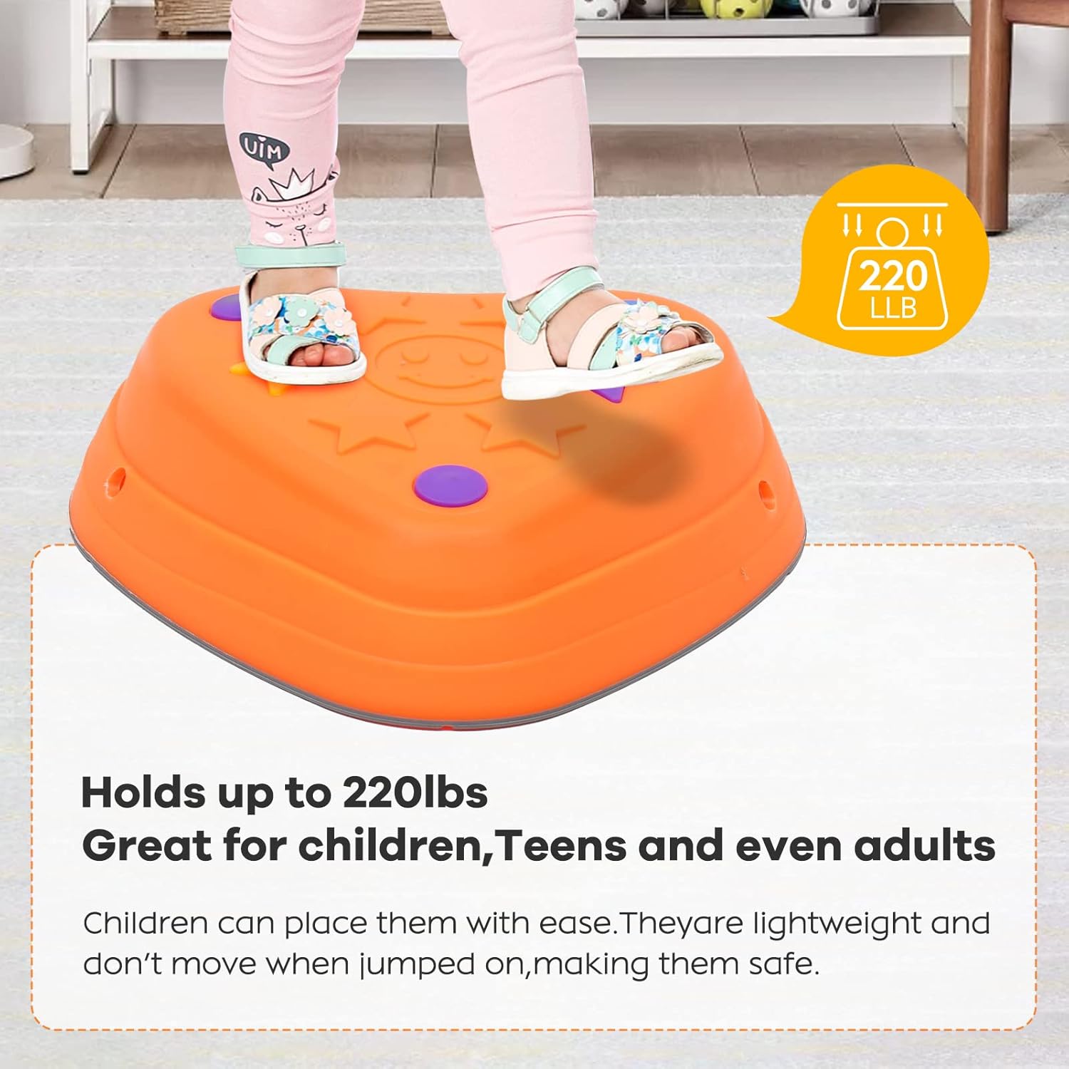 Juego de 6 piedras antideslizantes para niños, bloques de equilibrio para interiores y exteriores, equipo de fitness para niños, promueve la