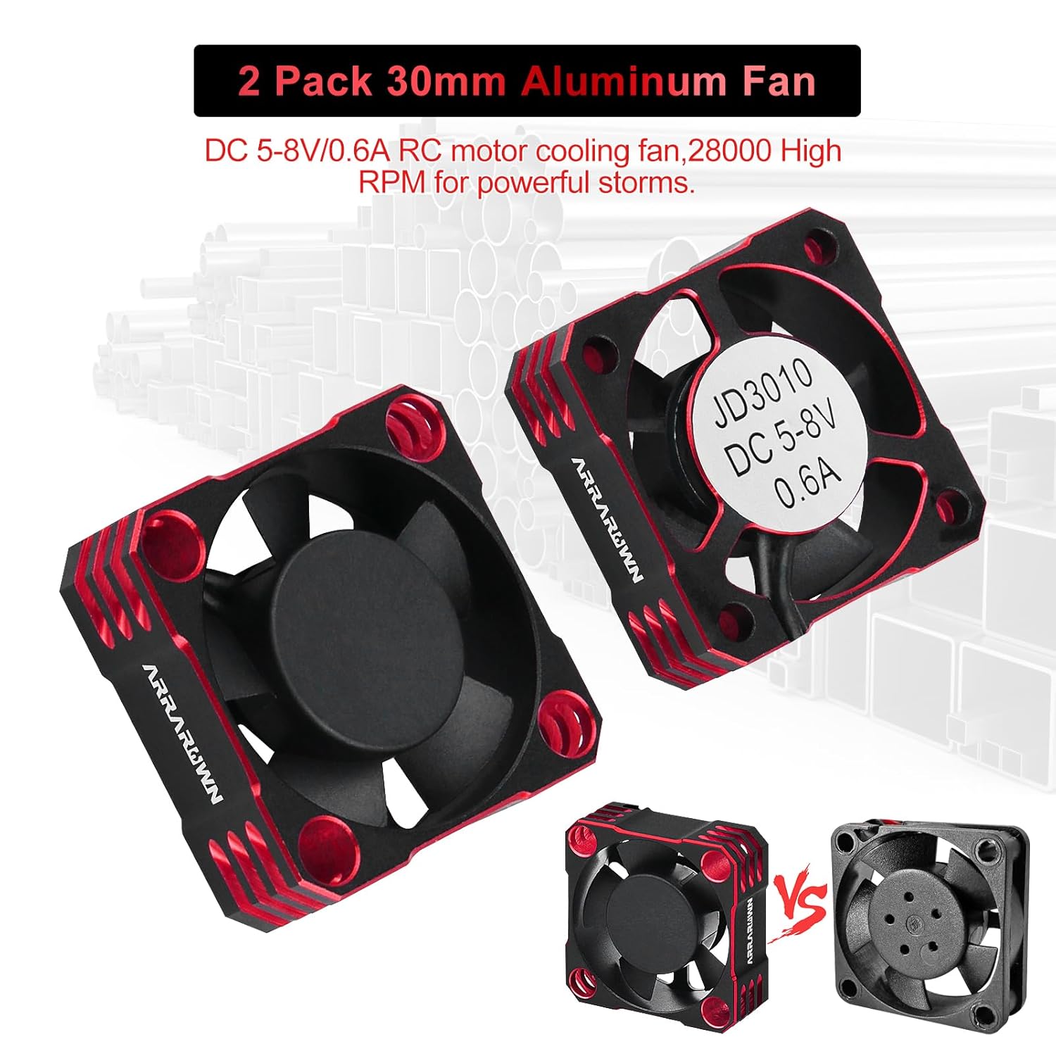 Ventiladores de refrigeración RC de doble metal de 1.181 in 28000 RPM con motor de disipador de calor, ventilador RC para automóviles RC escala 18