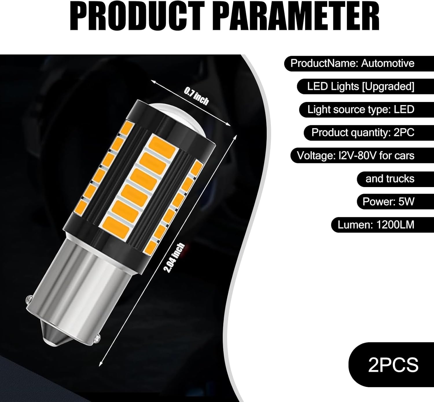 Pack-2 Car 1157 BAY15D LED Light, 33SMD 6000K Double Contact Super Bright Brake Light, 11 Design Original Smart IC Driven Bulb, Universal Lighting