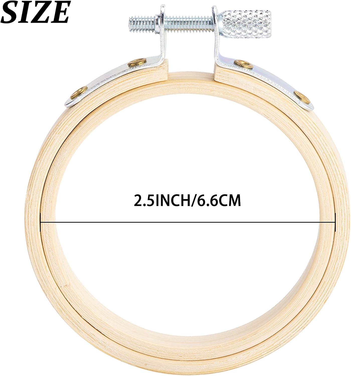 Caydo 10 mini aros de bordado de 2.5 pulgadas, círculo de bambú, aro de punto de cruz para bordado, artesanía de costura práctica y decoración de