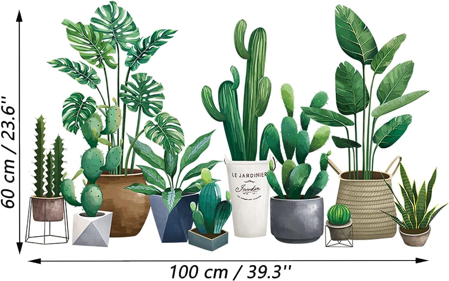 ACEXINYAN Calcomanías de pared de hojas de palmera tropical verde, calcomanías de pared de hoja de plátano y flor de palmera, hojas verdes, plantas,