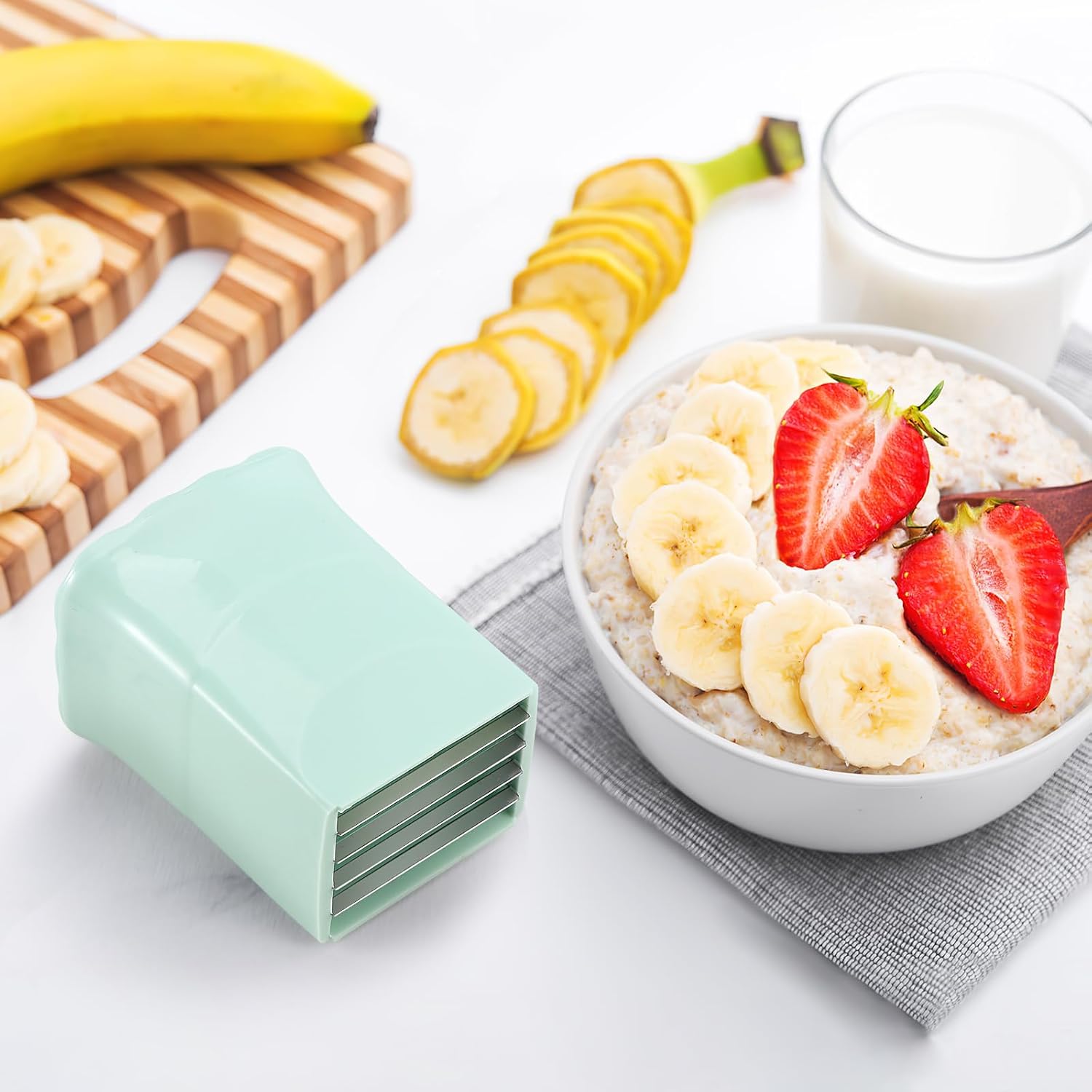 Cortador de huevos y fresas 3 piezas de mano rebanadas de plátano – Cortador de verduras y hongos