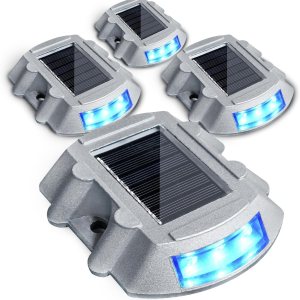 Paquete de 4 luces solares para cubierta, luces LED solares para exteriores, impermeables, luces de advertencia para entrada, acera, camino, patio, Paquete de 4 luces solares para cubierta, luces LED solares para exteriores, impermeables, luces de advertencia para entrada, acera, camino, patio,