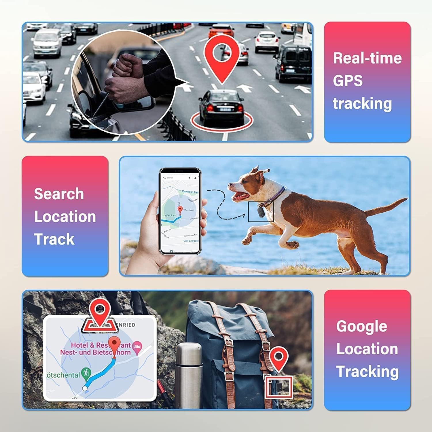 Rastreador GPS para vehículos, mini localizador magnético GPS en tiempo real, sin suscripción, cobertura global completa de larga espera GSM SIM GPS