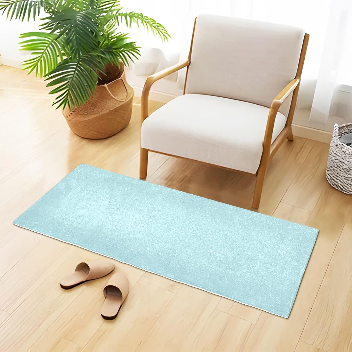 Aqua – Alfombra de felpa para baño, absorbente, antideslizante, con parte trasera de goma, lavable, 39 x 20 pulgadas