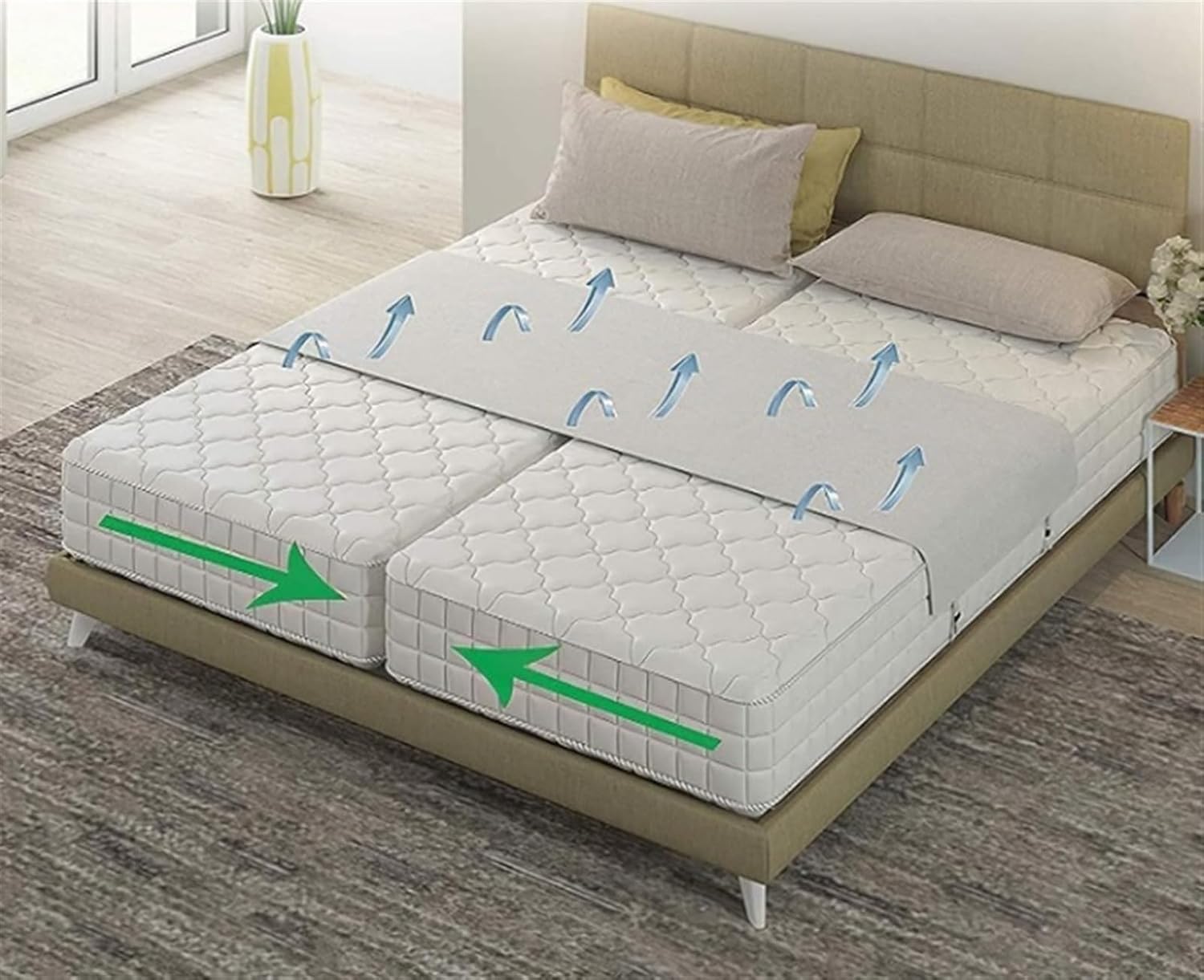 Relleno de espacio para cama, relleno de espacio King dividido para cama ajustable, conector de colchón, para convertir las camas individuales en