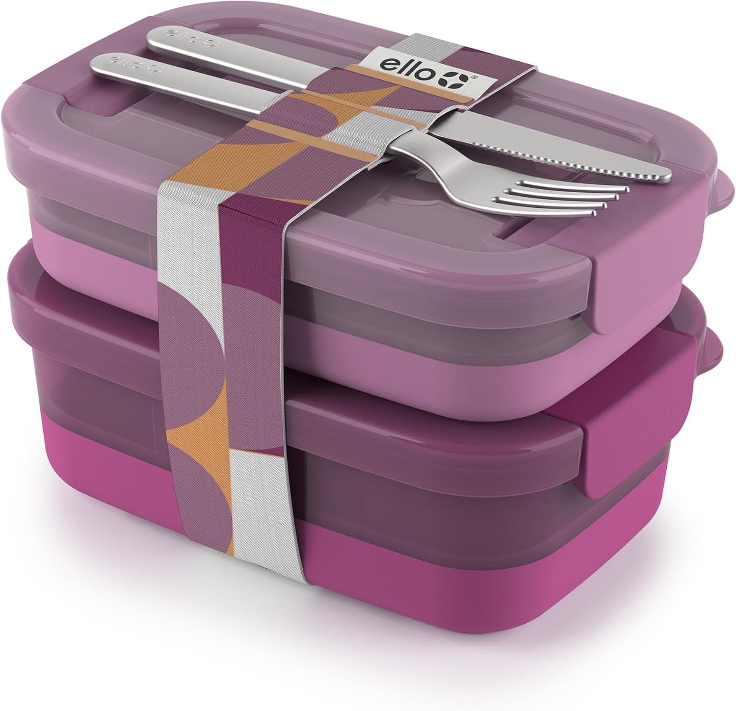 Ello 2-Pack Lunch Stack Plastic Food Storage Container Bento Box with Airtight