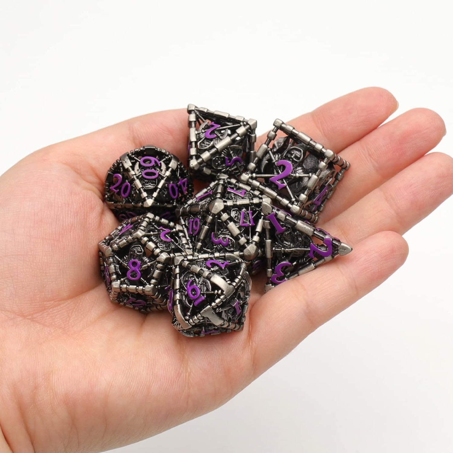 DND – Juego de dados poliédricos para Dungeons and Dragons, juego de rol de metal, dados D&D, dados HNCCESG huecos de la parca, dados D y D para