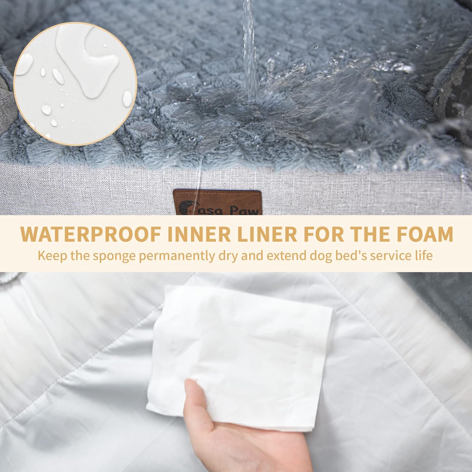 Cama grande de espuma viscoelástica para perros con refuerzos, camas refrescantes para perros grandes, cama ortopédica impermeable para perros con