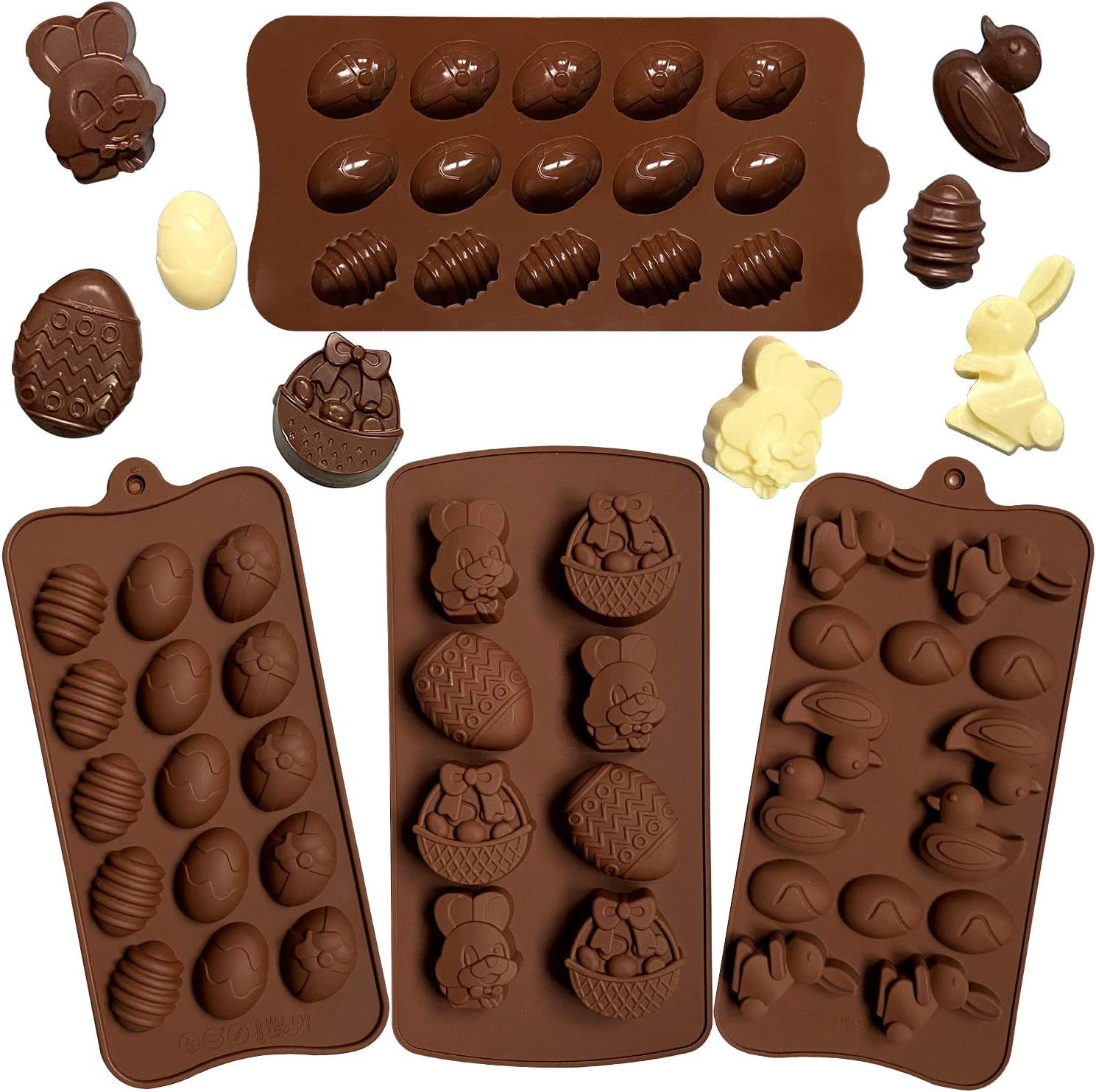 Moldes para huevos de Pascua, moldes de chocolate, utilizados para hacer, moldes de dulces de chocolate de conejo de Pascua, huevos de Pascua y