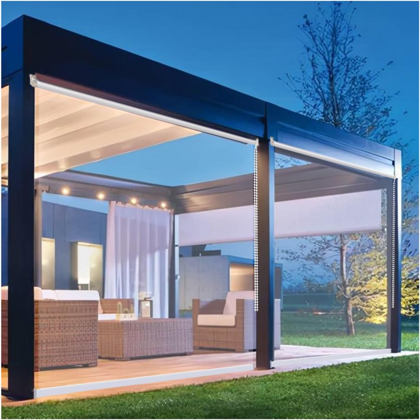 Persianas enrollables transparentes impermeables, cortina de plástico a prueba de viento, pantalla de privacidad transparente de balcón, cortina