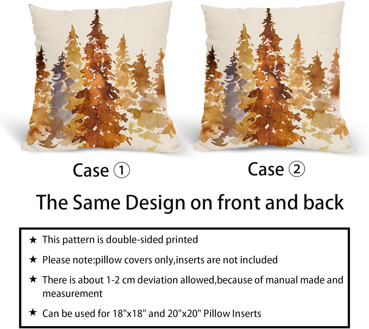Juego de 2 fundas de almohada de árbol otoñal naranja quemado de 16 x 16 pulgadas  16.0 x 16.0 in., fundas decorativas de otoño con temática de