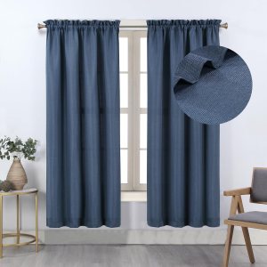 Home Queen Cortinas de lino para dormitorio, cortinas repelentes al agua, cortina de sala de estar de 84 pulgadas de largo, 2 paneles, azul Home Queen Cortinas de lino para dormitorio, cortinas repelentes al agua, cortina de sala de estar de 84 pulgadas de largo, 2 paneles, azul